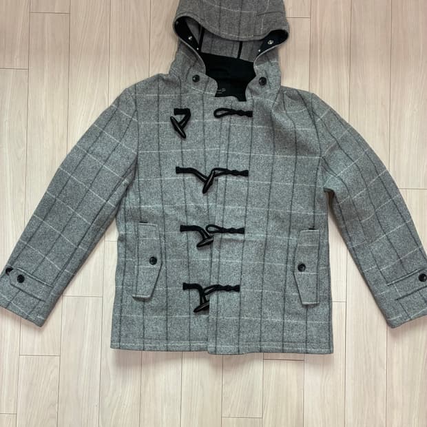 유나이티드 애로우즈 그레이 체크 숏 더플 코트