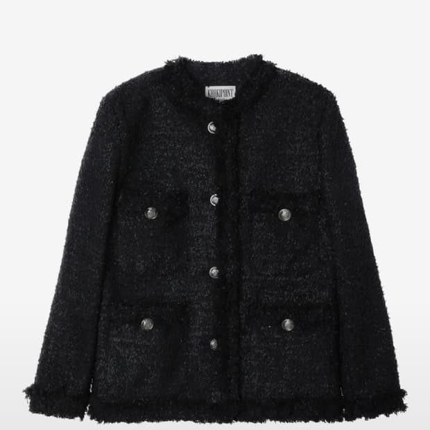 카키포인트 트위드 롱 블랙