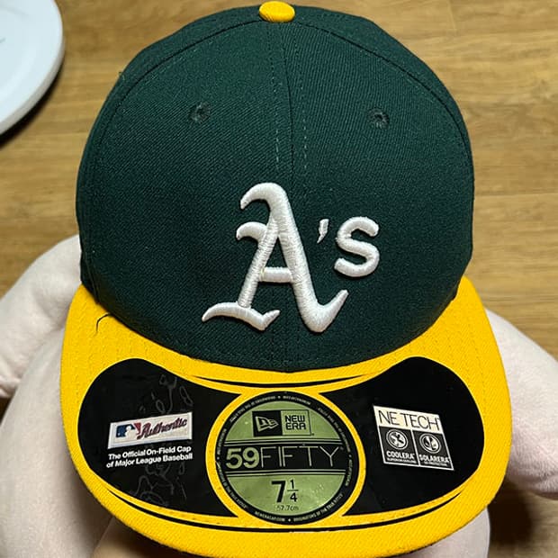뉴에라 59FIFTY 오클랜드 애슬레틱스 피티드캡 다크그린 57.7cm