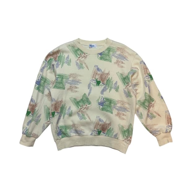 (M) 빈티지 90s jantzen 울오버 네이처 프린트 스웻셔츠 TM-