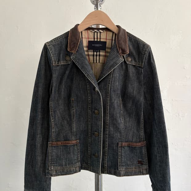 Burberry 버버리 런던 카라 레더 데님 자켓
