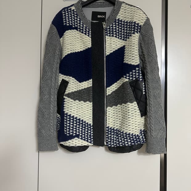 BNX 패턴 니트 집업