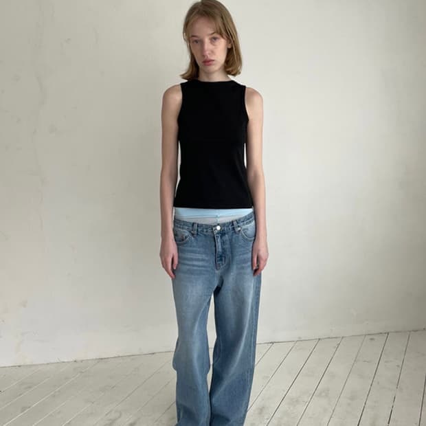 repos Low Rise Denim Pants Light Blue