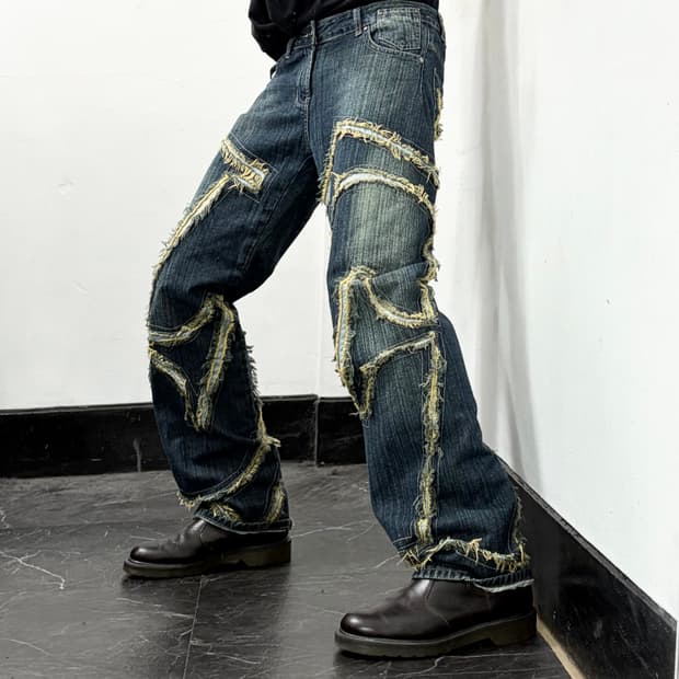 Deflava 데미지 데님 팬츠