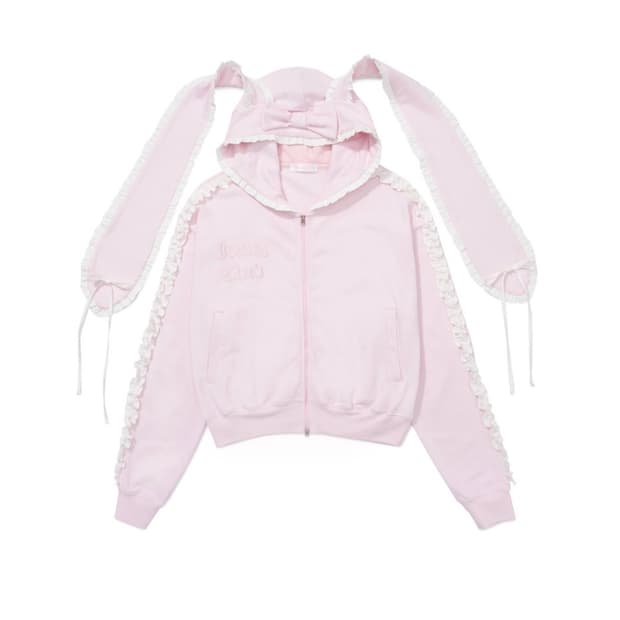 아이당클럽 우사기 후디 후드집업 핑크