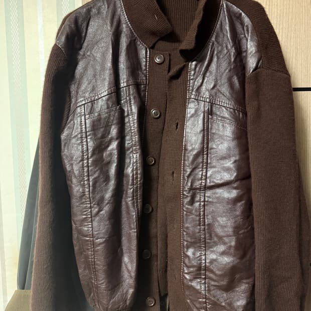 빈티지 자켓 레더+니트
