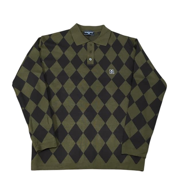 나이스 고스트 클럽 체크보드 니트 폴로 셔츠