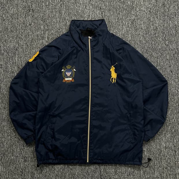 폴로 랄프로렌 히든후드 빅포니 네이비 바람막이 XL