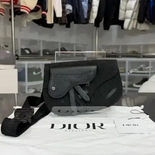 [정품] 디올 새들 프론트 포켓 레더 메신저 크로스백 블랙
