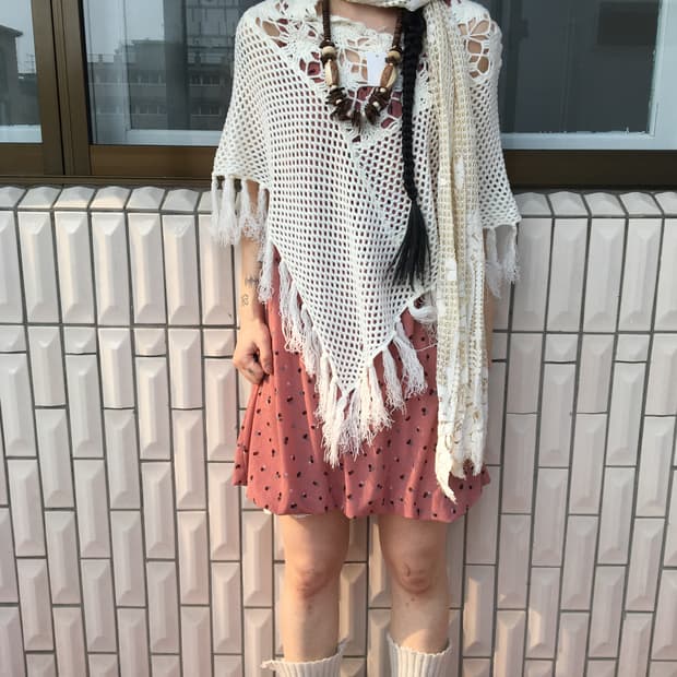 Crochet fringe knit cape
