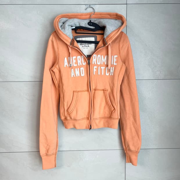 아베크롬비 딱붙핏 스펠로고 오렌지 후드집업 [XS]