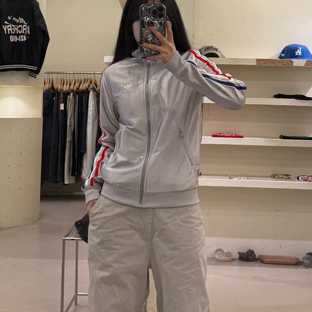 아디다스 오리지널 실버 삼선 트랙 자켓 U1651