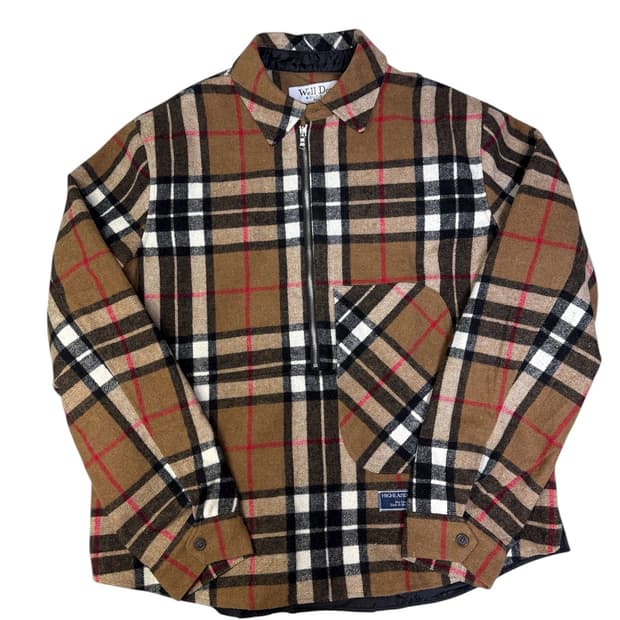 웰던 we11done 체크 하프 집업 초판 베이지 OS