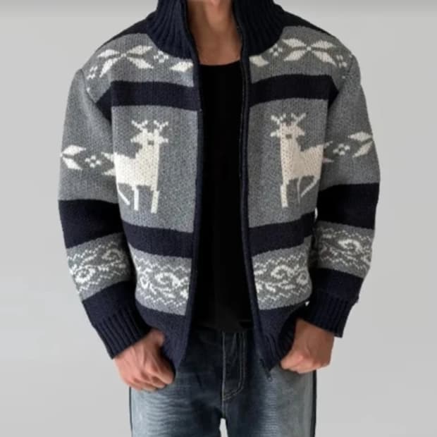 새상품) 고퀄 짜임 노르딕 니트집업 [남녀공용]