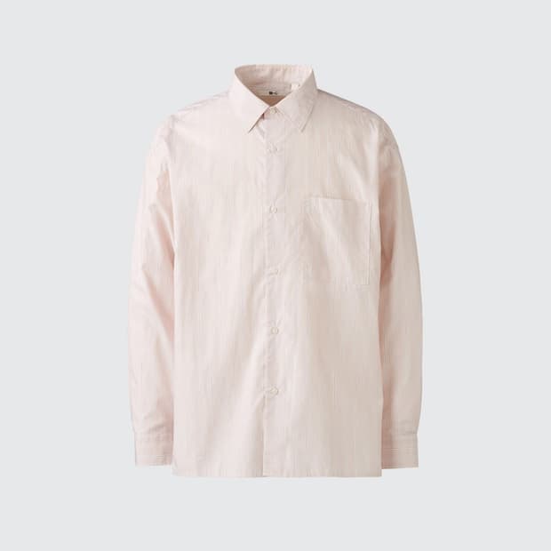 유니클로 C 브로드클로스오버사이즈셔츠 XXL 핑크 스트라이프