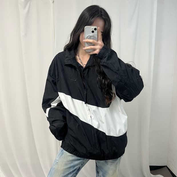 Nike Black Big Swoosh Windbreaker