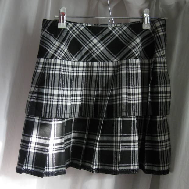 글리터 빈티지 체크 스커트