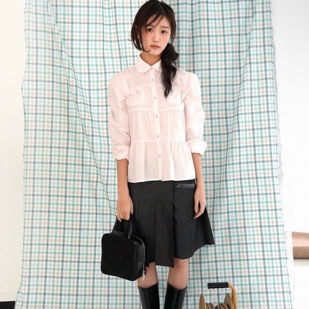 인앤양인하모니 humming blouse rosy pink 착샷(o)