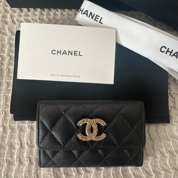 샤넬 블랙 CC로고 카드지갑 플랩지갑