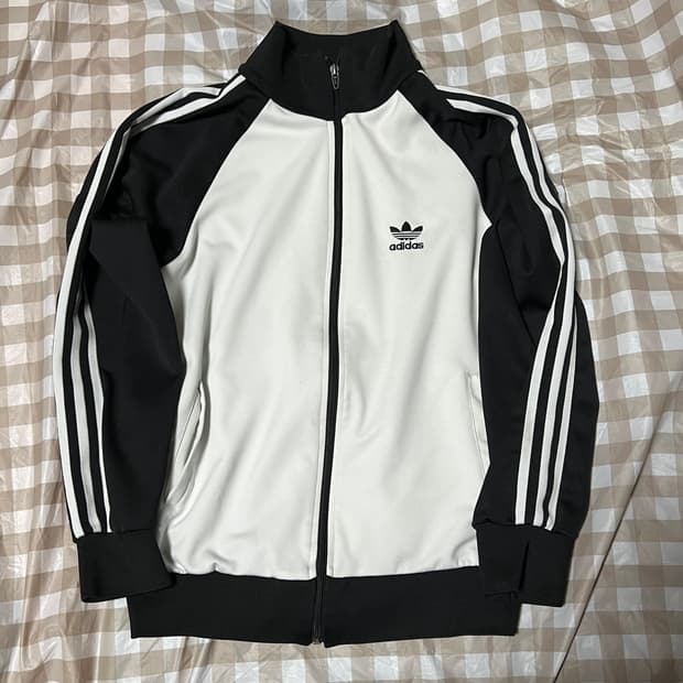 아디다스 빈티지 져지 검흰 L 집업 삼선 트랙탑 오레오 범고래