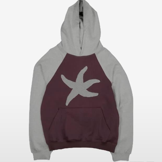 더콜디스트모먼트 starfish raglan 후드 버건디그레이