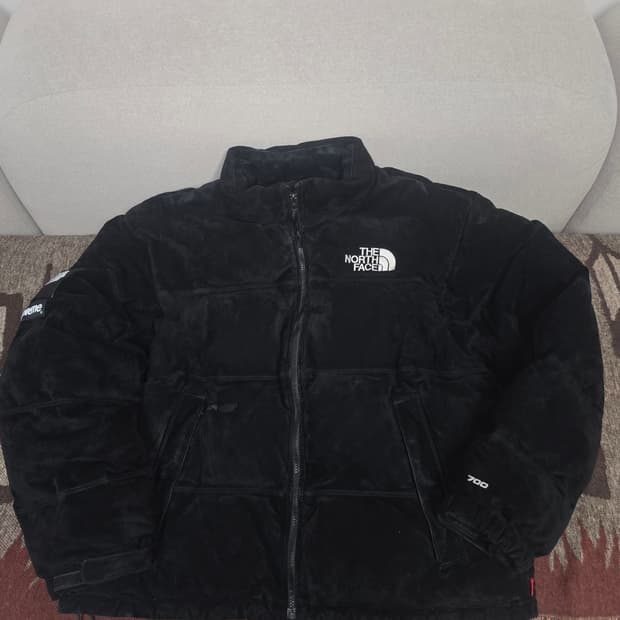 슈프림 노스페이스 슈노 스웨이드 눕시 패딩 자켓 M사이즈