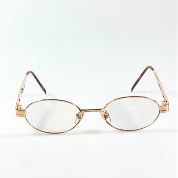 90s Paolo Gucci 골드 슬림 와이드라운드 빈티지 안경