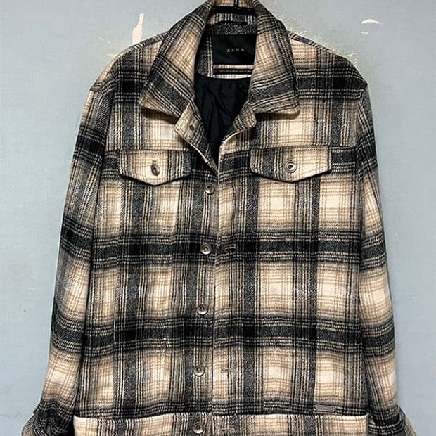 ZARA 자라 모직자켓 트러커 새상품 추동 체크 L 100