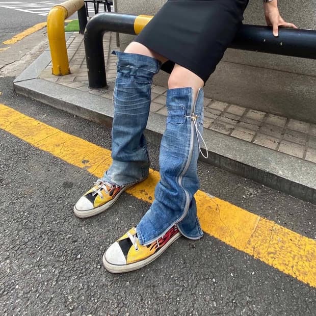 Rebuild project Juila denim legwarmer