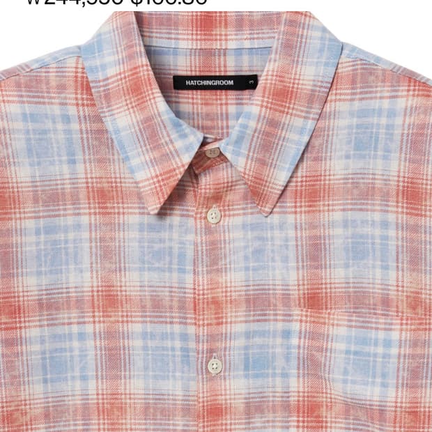 구매 / 해칭룸 뮤지엄 다이드 체크셔츠 코랄 2사이즈
