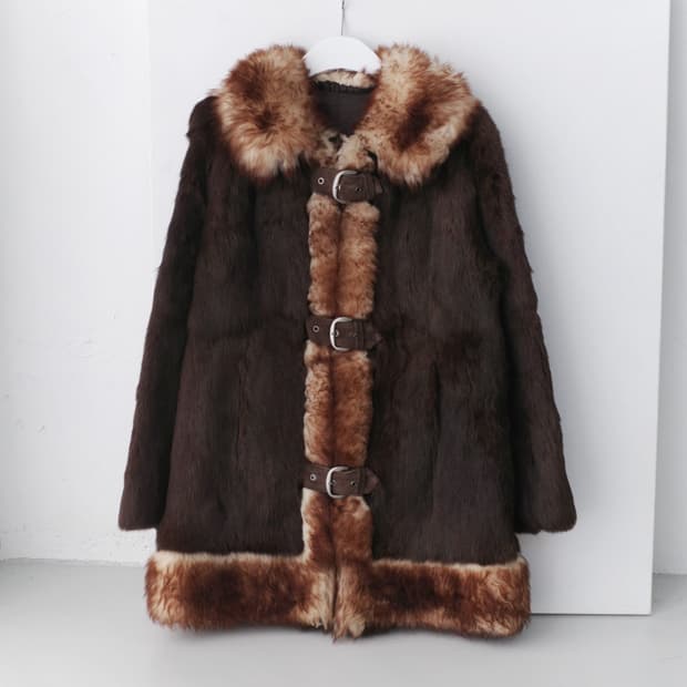 fox fur buckle coat