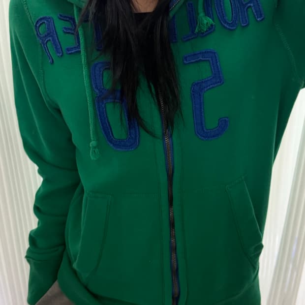 홀리스터 초록색 후드집업 s