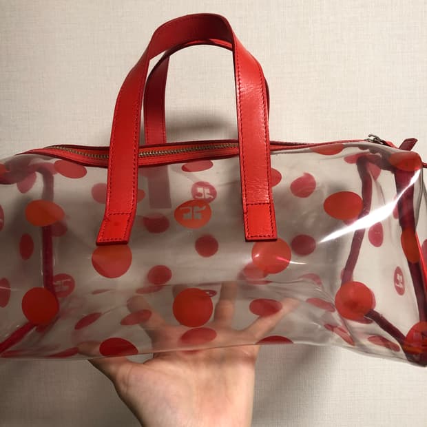 courreges pvc red dot bag
