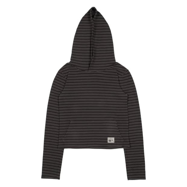 더콜디스트모먼트 스트라이프 크롭 후디 차콜
