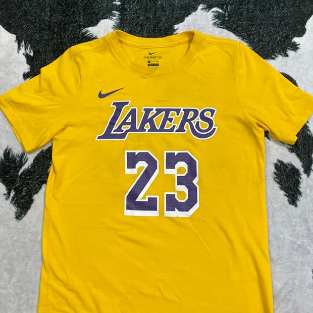 나이키 NBA 르브론 제임스 로스앤젤레스 레이커스 옐로우 티셔츠