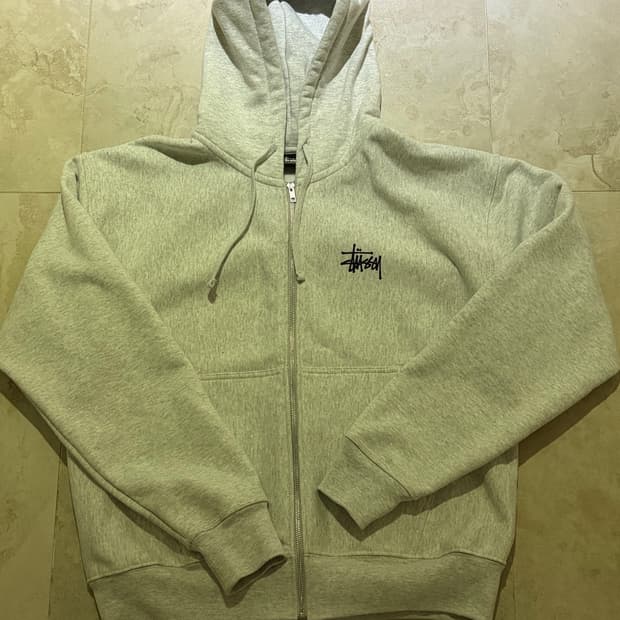 [L]스투시 베이직 후드집업 애쉬헤더