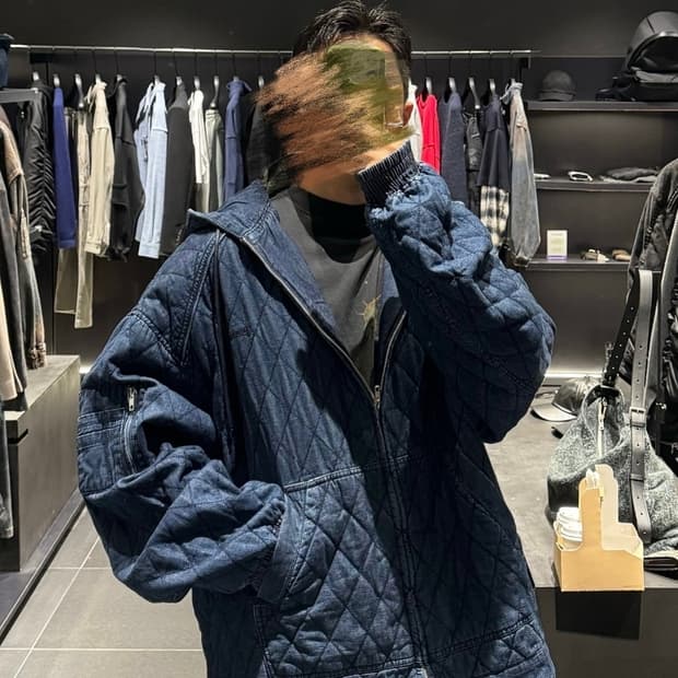 준지 24FW 퀼팅 마원 후드 데님 점퍼