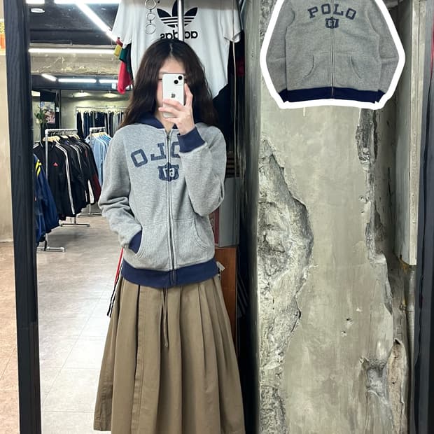 폴로 랄프로렌 배색 후드집업 그레이 L #csz2589