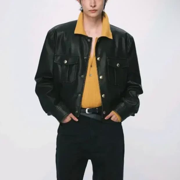 [M] 노이스 24fw 퓨어 카라 레더자켓