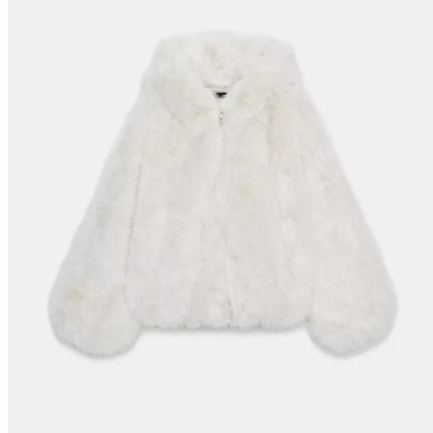 자라 후드 페이크 퍼 숏 코트 m (새상품)