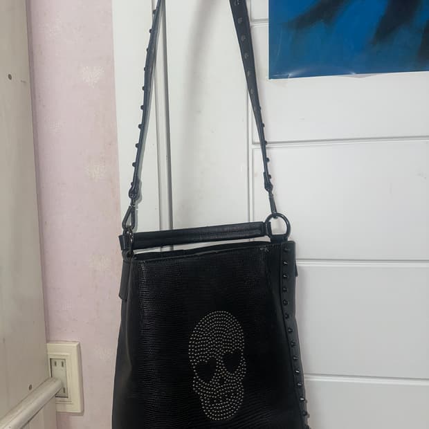 에고이스트 가죽 펑크 고딕 고스 스컬 해골 큐빅 숄더백