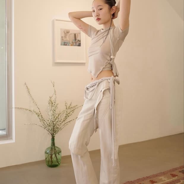 혜인서 tied asymmtric T-shirt 반팔