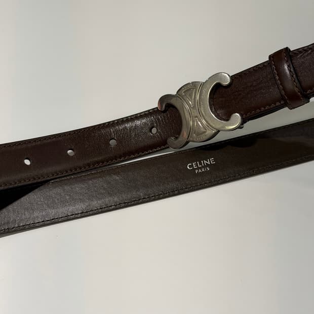 90) 셀린느 트리옴페 벨트 실버 브라운