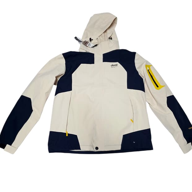 [지프] 스피릿 베이지 블랙 배색 고프코어 바람막이 3XL (실측100)