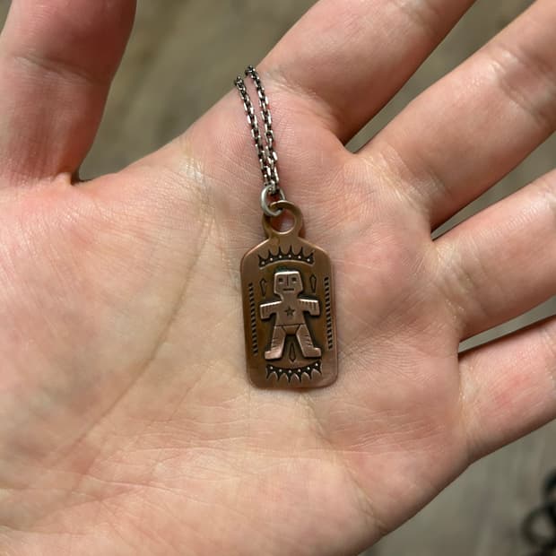 60~70s 나바호 카치나 코퍼 팬던트 dog tag