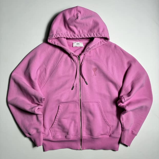 아미 AMI 23SS 스몰 하트 로고 코튼 후드 집업 R3308
