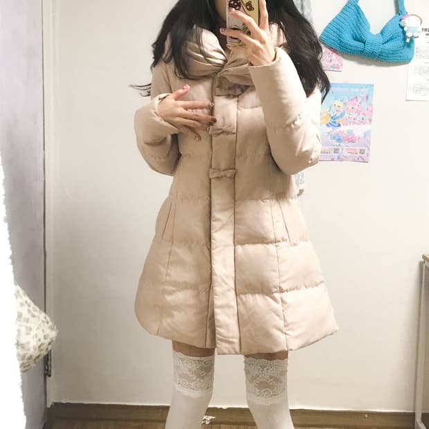 빈티지 핑크 리본 패딩 히메갸루 로걀 라떼 히메카지 헤이세이 발레코어