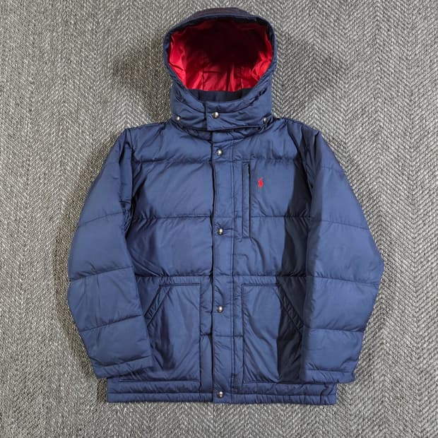 폴로 랄프로렌 네이비 레드 포니 푸퍼 패딩
