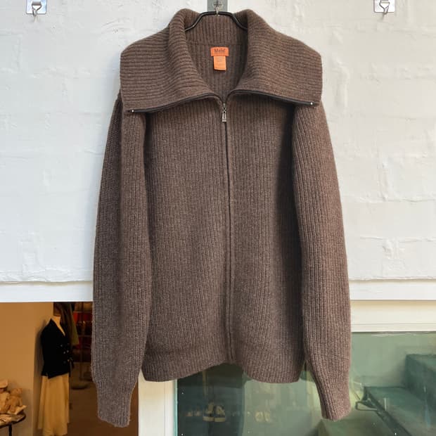 Mete 몽골리안 야크 울 골지 집업 가디건