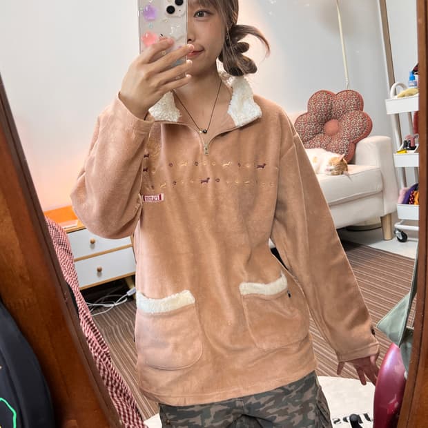 강아지 빈티지 후리스